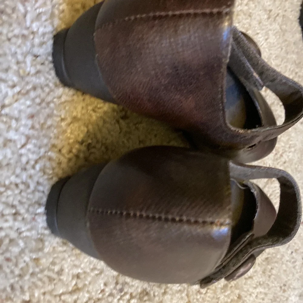 Monroe American Dress Wedge Shoes in Brown Leather Size 9.5 Narrow